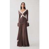 Electra Slinky Lace Maxi Dress / Chocolate/Ballet Pink | MESHKI | XXL | MESHKI US