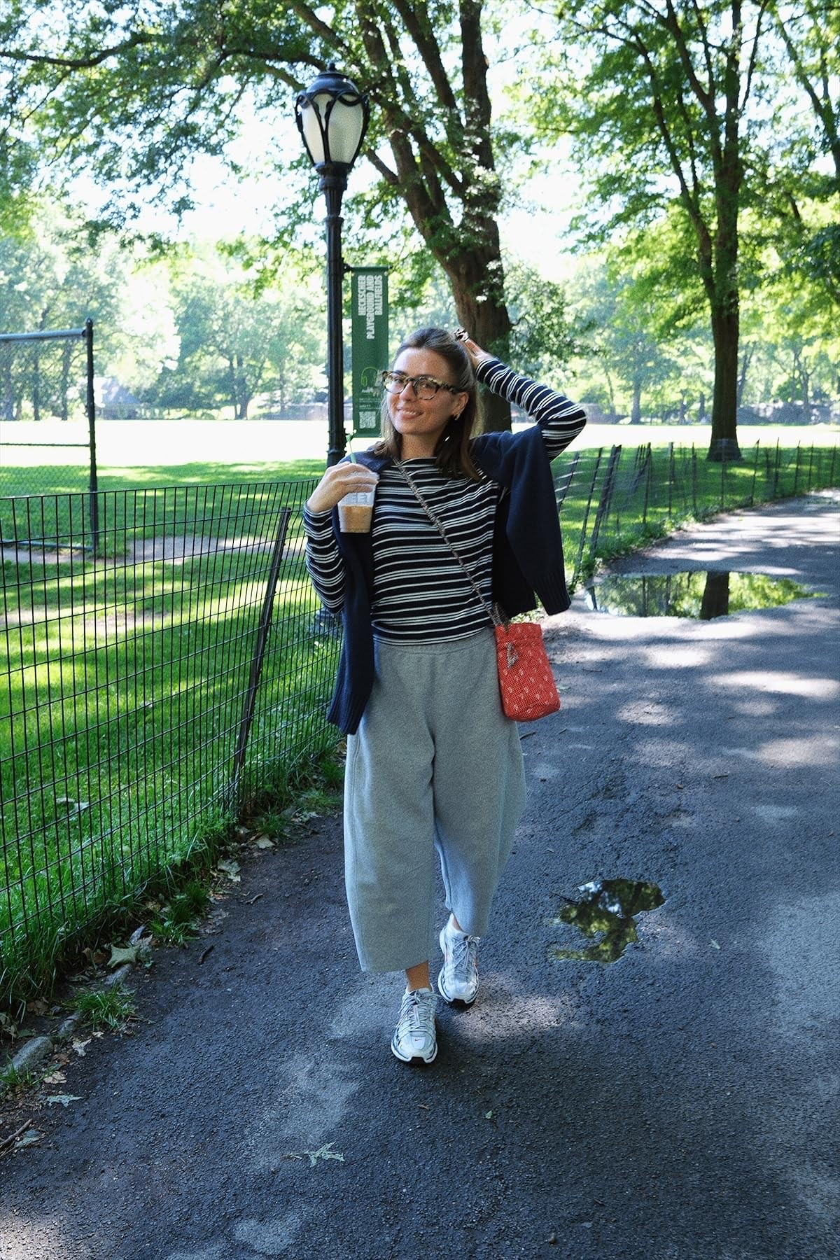 Perfect outfit for a morning stroll through Central Park 🌳 🌳 

Pants and sweater are a small. My striped shirt is xs!

#LTKdayinmylife #LTKootd #LTKPetite