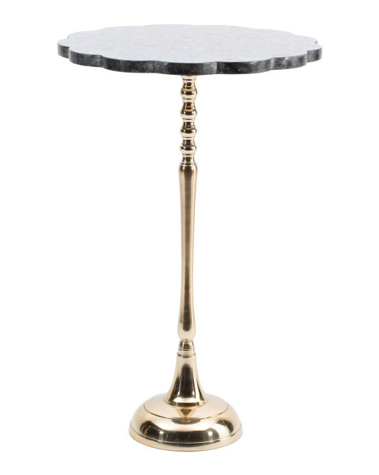 14x22 Solid Marble Scalloped Top Table | Global Home | Marshalls | Marshalls