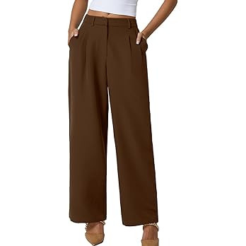 QINSEN Wide Leg Dress Pants for Women High Waisted Wrinkle Free Work Pants with Pockets Casual Sl... | Amazon (US)