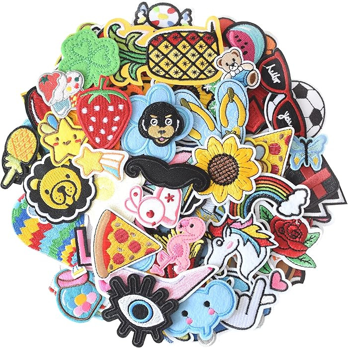 70Pcs Random Assorted Iron on Patches, Cute Sew on/Iron on Embroidered Applique Patches for Jacke... | Amazon (US)