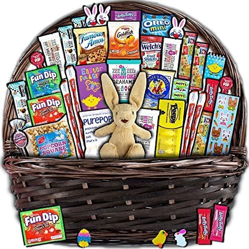 Brown Easter Basket for Kids and Adults (40ct) - Already Filled Easter Gift Basket with Plush Easter | Amazon (US)