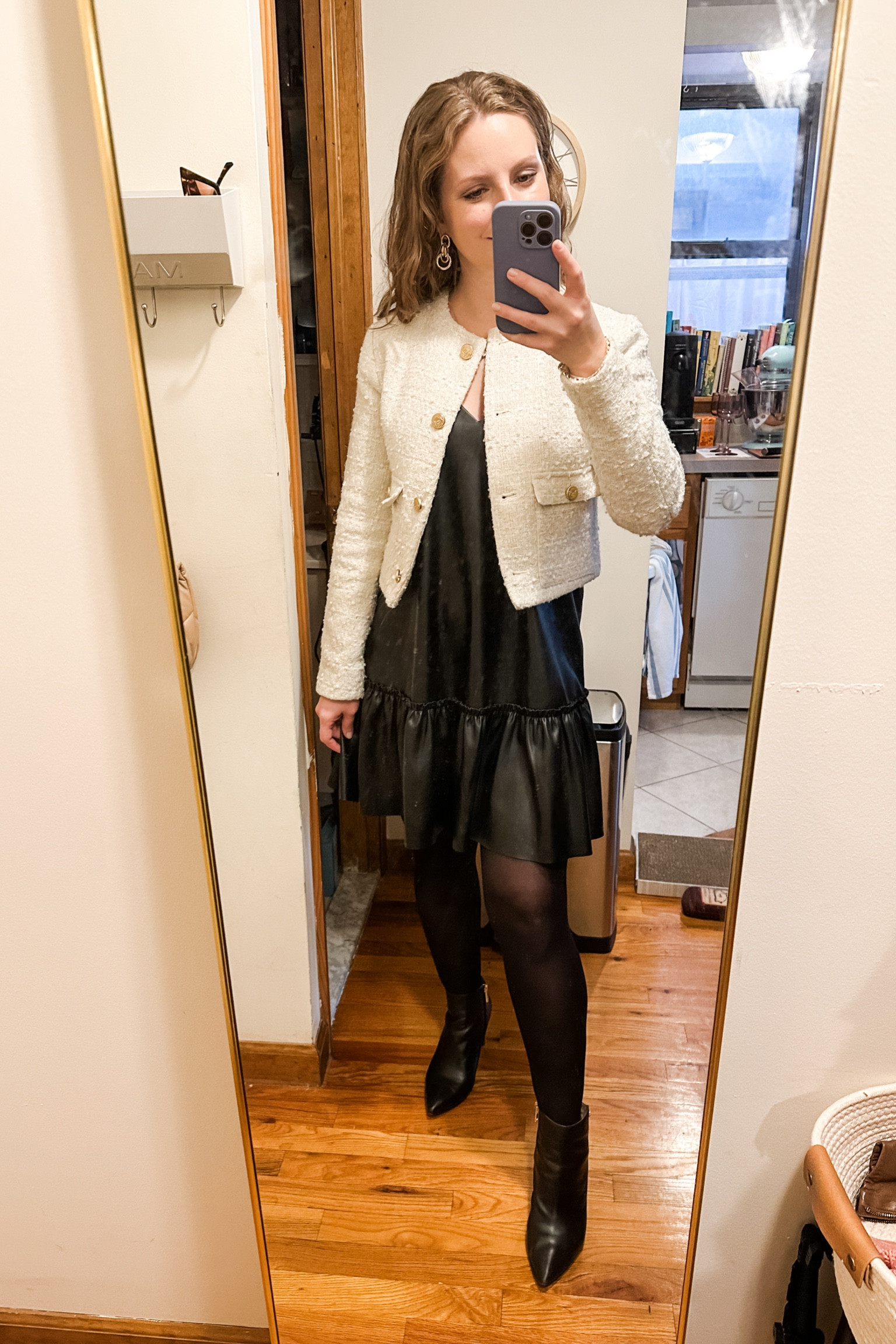 Dress on sale for $34! Wearing an XS
Tweed lady jacket - wearing XS 

Fall dress - Fall outfit - Tailored jacket - Leather dress 

#LTKworkwear #LTKsalealert #LTKfindsunder50