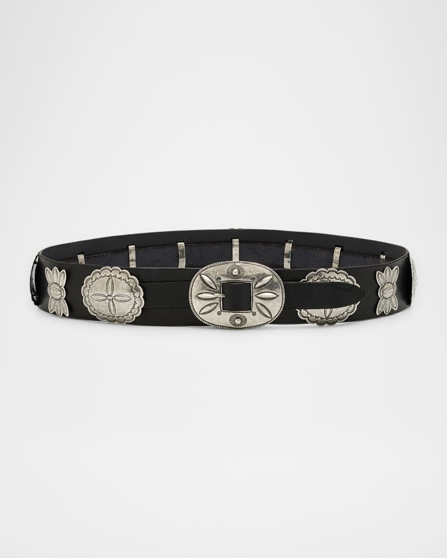 Ralph Lauren Collection Vacchetta Concho Leather Belt | Neiman Marcus
