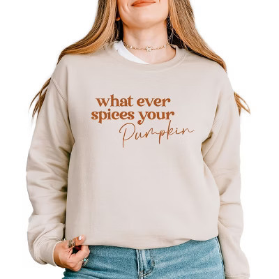 Simply Sage Market Whatever Spices Your Pumpkin Sweatshirt - M - Dust | Target