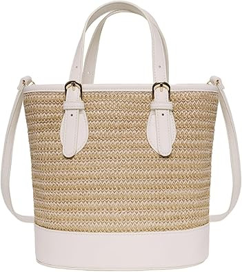 Trendy Women’s Straw Bucket Bag Straw Crossbody Bags For Women Summer Beach Clutch Travel Top-h... | Amazon (US)