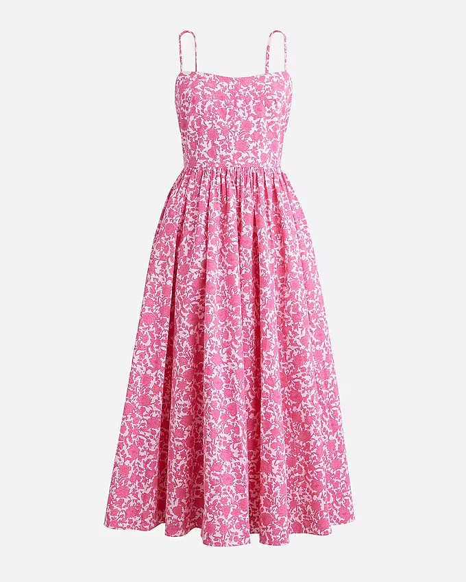 A-line cotton poplin midi dress in rosebud floral | J. Crew US