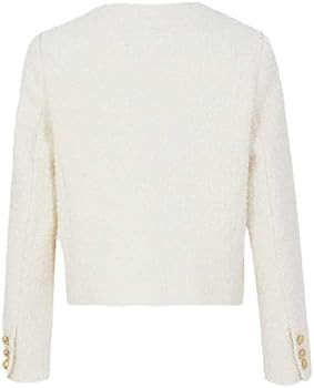 Women's Long Sleeve Cropped Tweed Jacket with Pocket Elegant Slim Fit Work Office Business Short ... | Amazon (US)