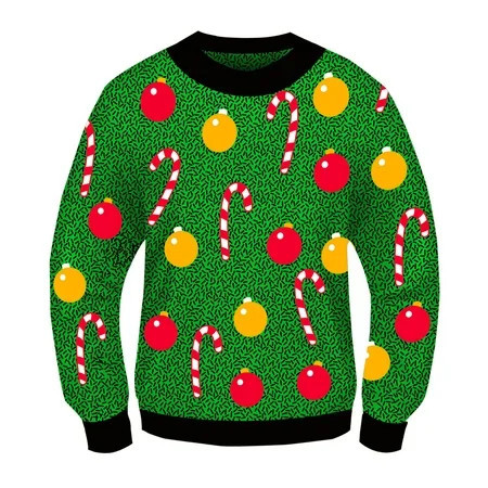 Ornaments And Candy Canes Ugly Christmas Sweater Tacky Holiday Sweatshirt | Walmart (US)