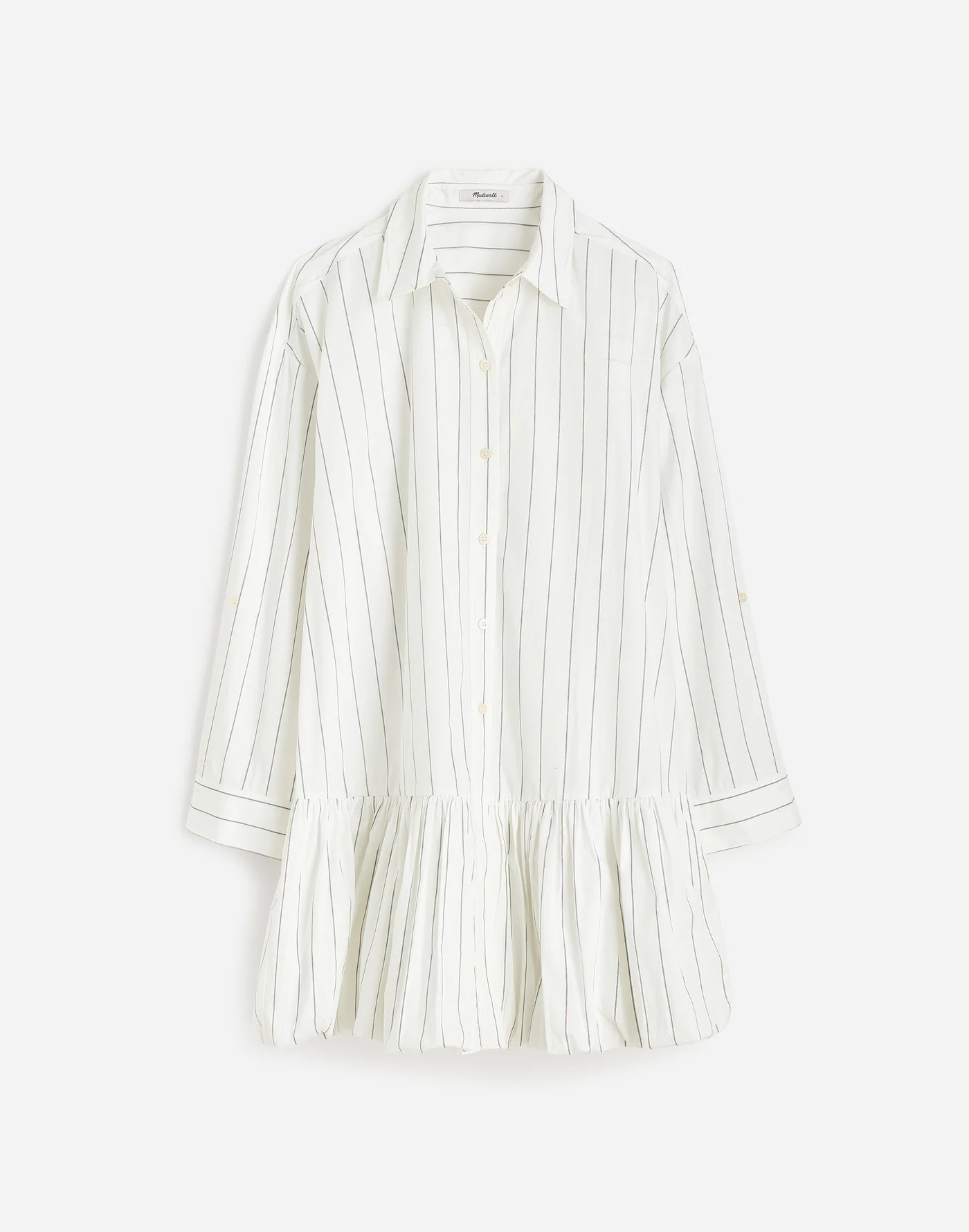 Bubble-Hem Mini Shirtdress in Pinstripe Poplin | Madewell
