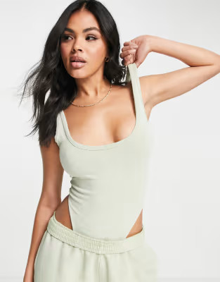 ASOS DESIGN sleeveless washed bodysuit in lime | ASOS | ASOS (Global)