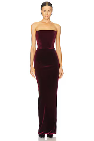 Bronx and Banco Florentina Strapless Velvet Gown in Burgundy from Revolve.com | Revolve Clothing (Global)