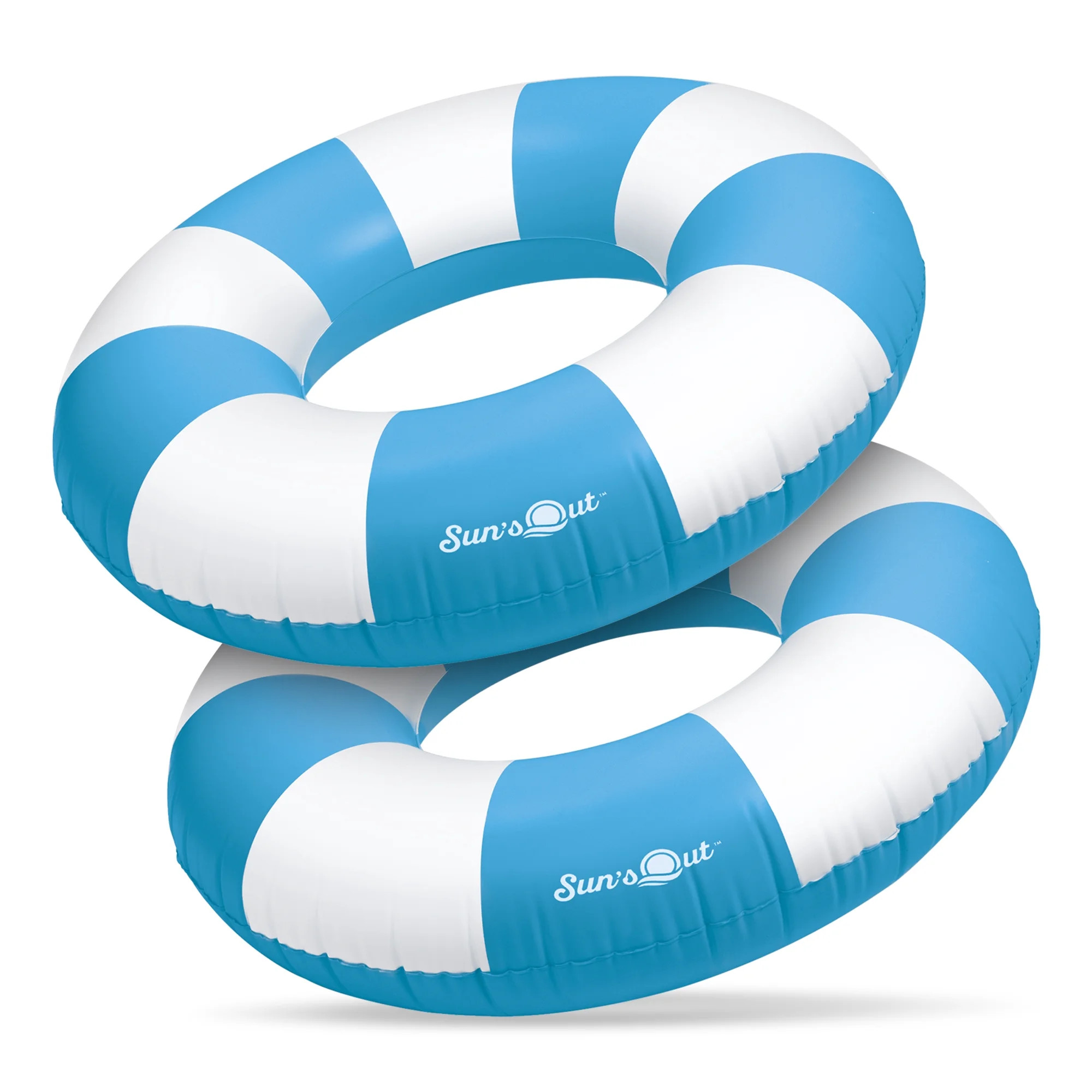 Sun's Out 36" Inflatable Pool Tubes 2pk, Light Blue Cabana Print for Ages 14+ - Walmart.com | Walmart (US)