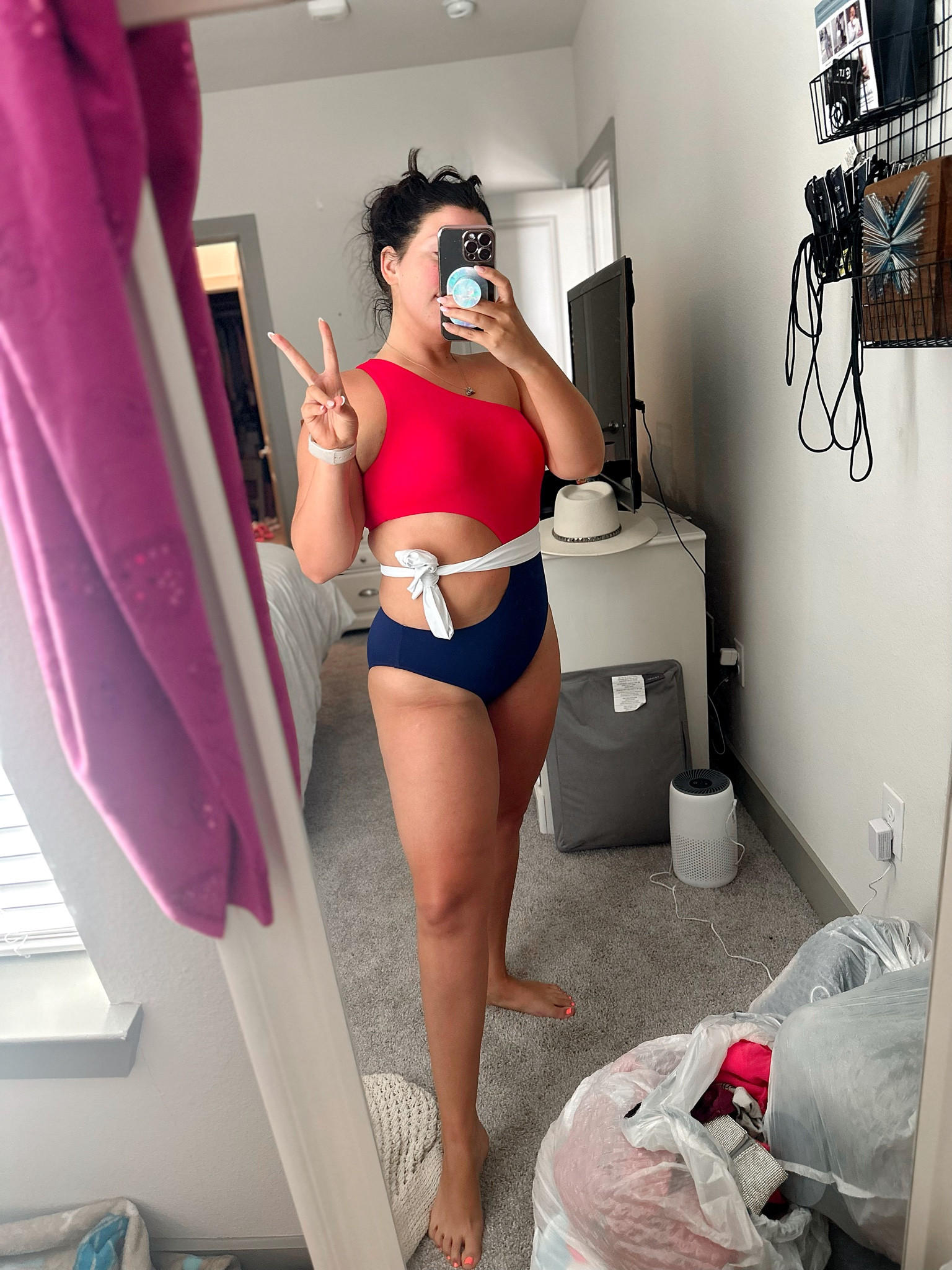 Flattering one piece swimsuit perfect for Memorial Day or July 4th

#LTKunder50 #LTKswim #LTKSeasonal