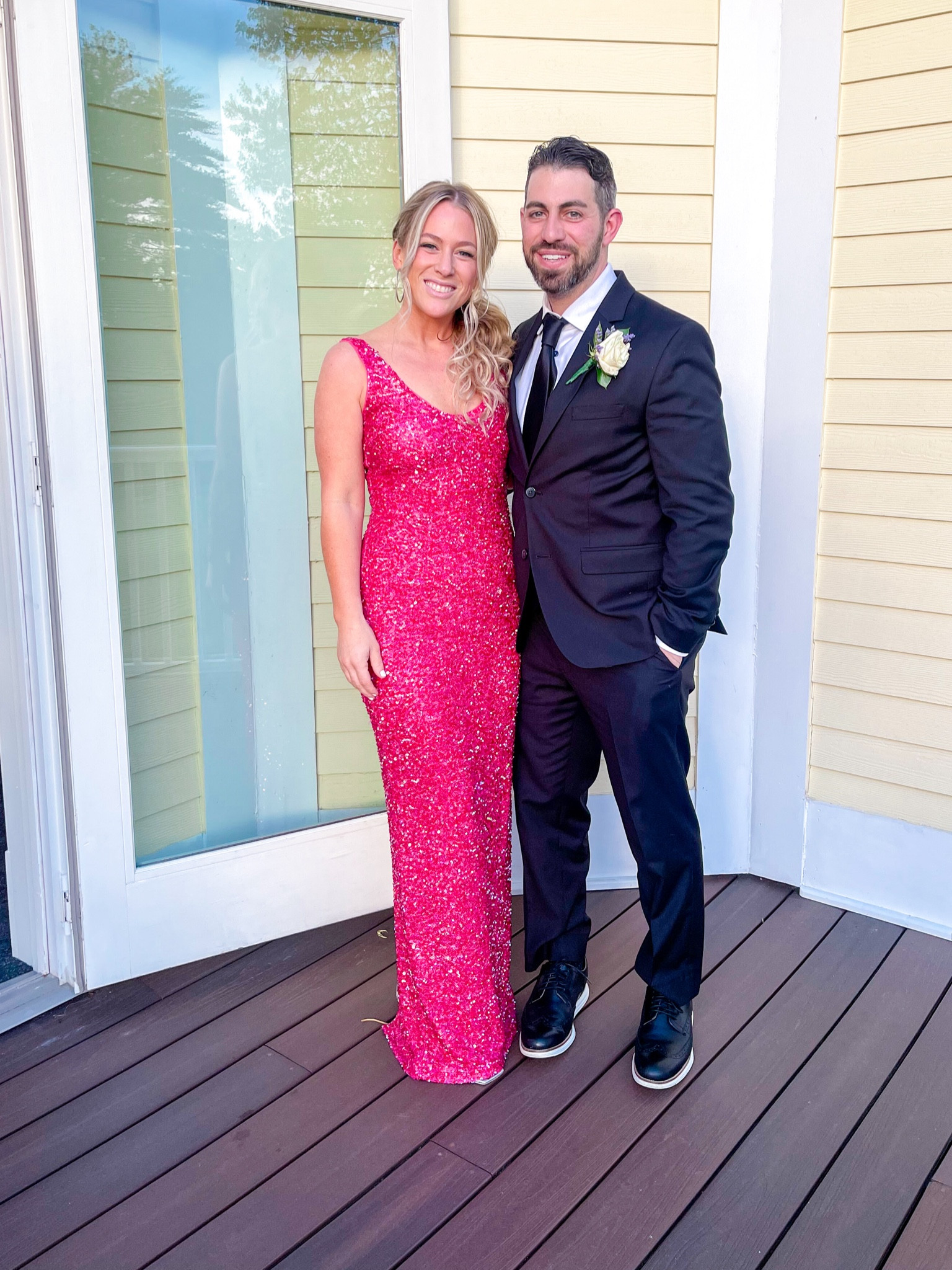 Hot pink sequence formal maxi dress gown 
-scoop neck and mid way open in back but not too revealing! 
-I’m 5’1” wearing S. I need hem and take an inch from the straps 
-wore with silver accessories 
-this has great stretch! TTS but if in between go down 
Wedding guest dress black tie 
I feel like this could work for any season! 

#LTKwedding #LTKSeasonal #LTKparties