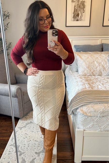 Affordable Fall Fashion from Walmart, Target and Amazon. This is a super soft mock neck from Walmart that I love and have in multiple colors and this skirt is such nice quality! I have the apricot color 😊 

#LTKshoecrush #LTKfit #LTKunder50