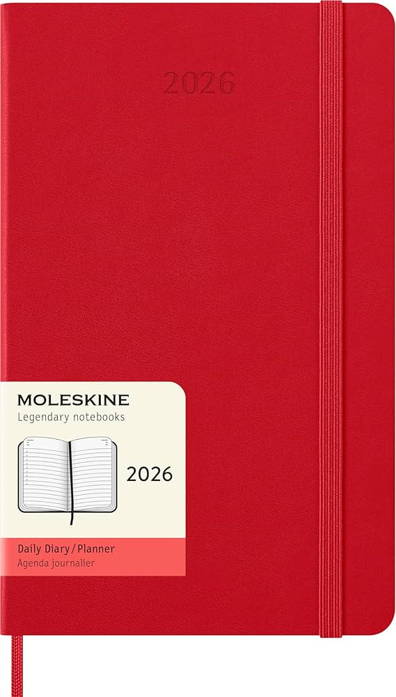 Moleskine Classic 12 Month 2026 Daily Planner, Hard Cover, Large (5" x 8.25"), Scarlet Red, 400 p... | Amazon (US)