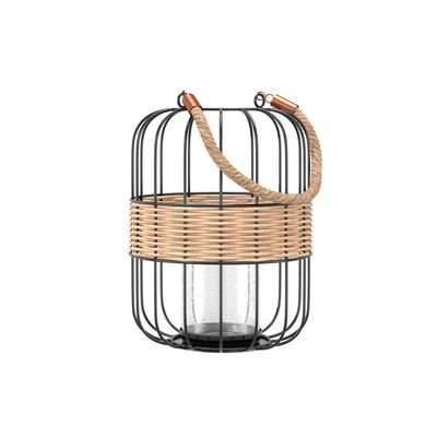 allen + roth 8.25-in x 10.5-in Black Metal Pillar Candle Outdoor Decorative Lantern Lowes.com | Lowe's