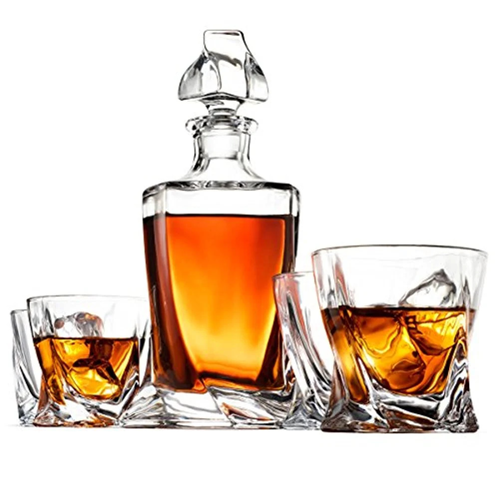 Whiskey Decanter Set - High-End 5-Piece Whiskey Decanter Set, Weighted Bottom European Design 12 ... | Walmart (US)