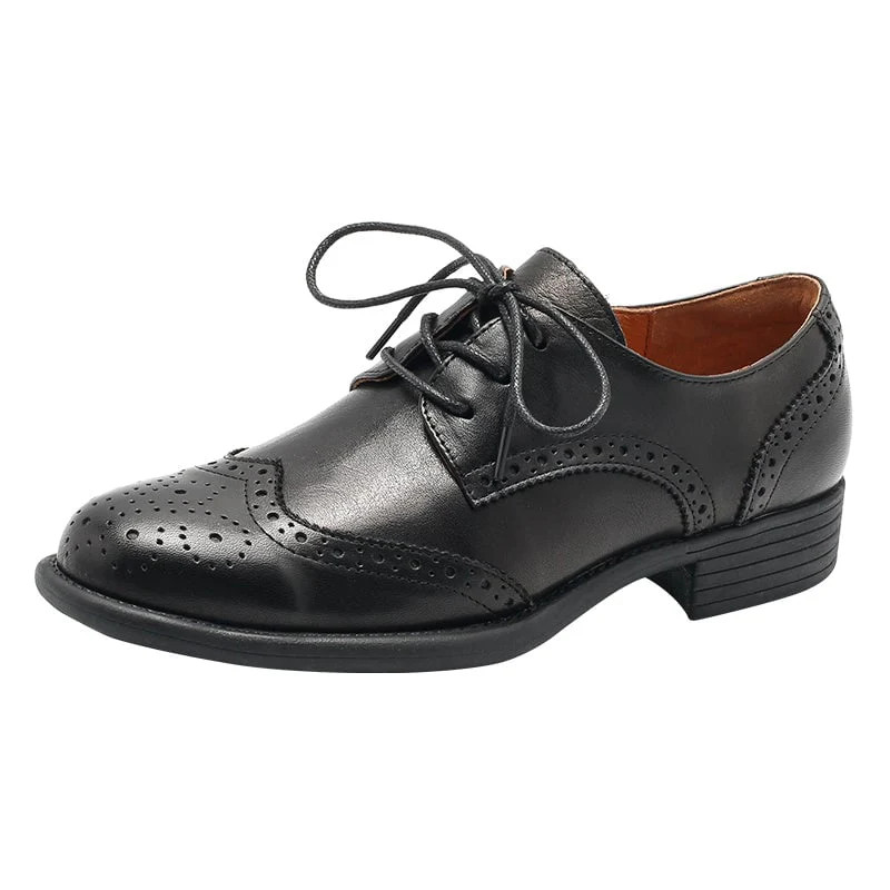 Handmade Wingtip Shoes Women'S Genuine Leather Lace Up Full Brogues | DWARVES LLC
