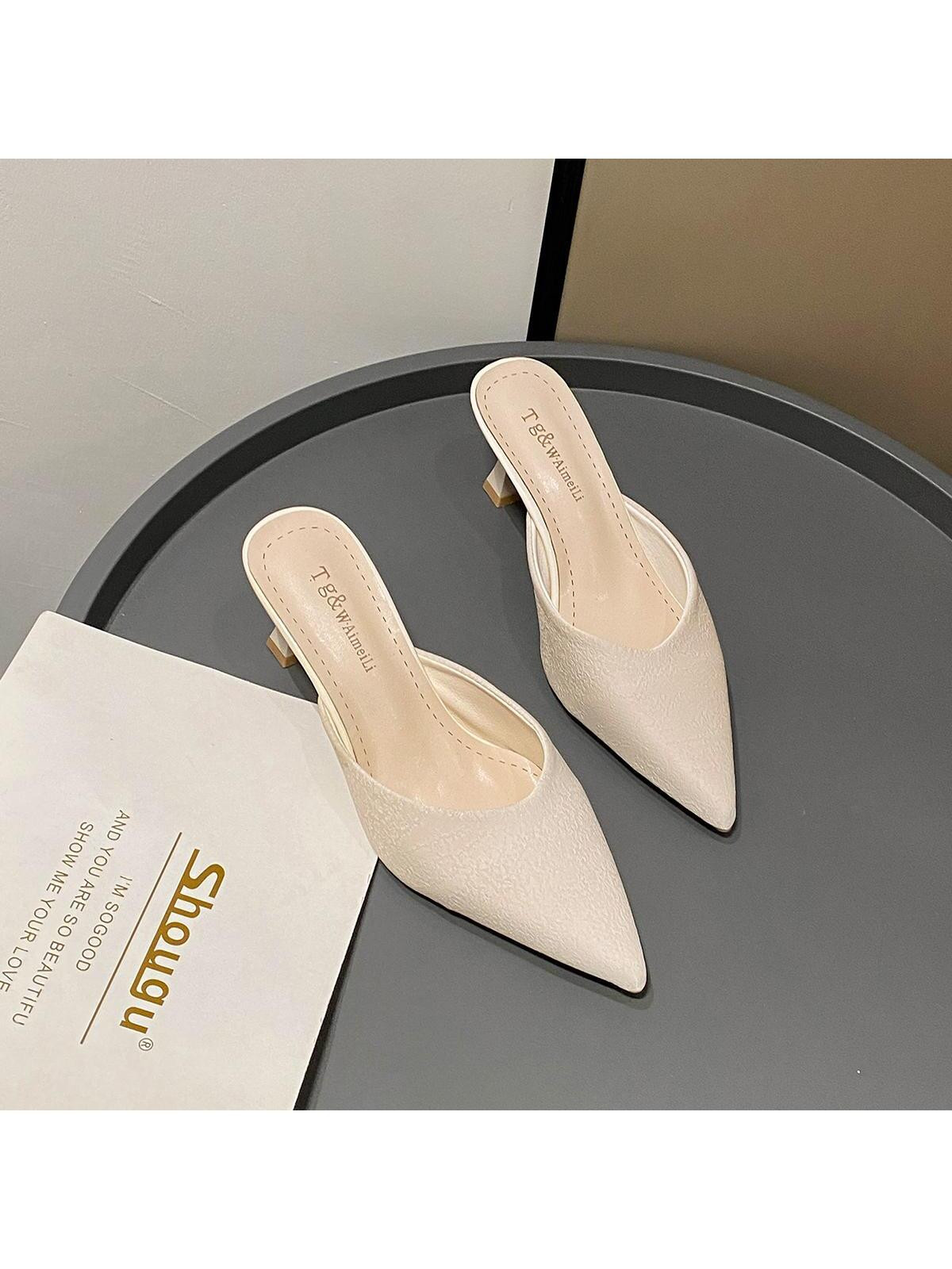 Women Point Toe Pyramid Heeled Pumps, Elegant Outdoor Mule Pumps | SHEIN