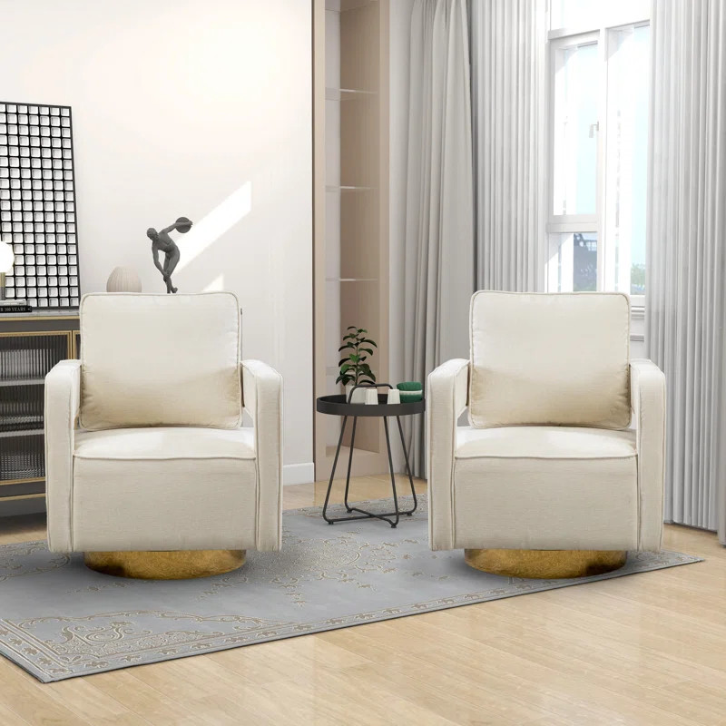 Zaharina Upholstered Swivel Armchair (Set of 2) | Wayfair North America