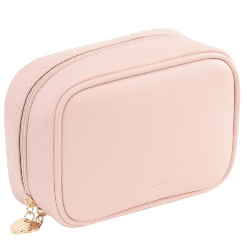 RIGHT AWAY Small Makeup Bag for Purse,Travel Cosmetic Bag Organizer for Women,Cute Make Up Pouch Waterproof Toiletry Bag with Zipper,Portable Makeup Case Skincare Bag for Travel Accessories(Pink) | Amazon (US)