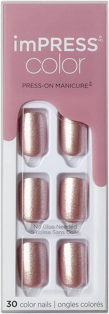 KISS imPRESS Color Press-On Manicure, Gel Nail Kit, PureFit Technology, Short Length, “Champagn... | Amazon (US)