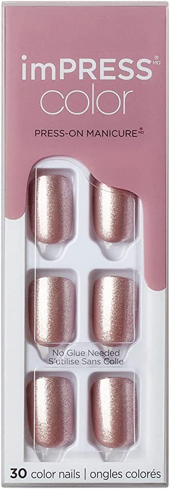 KISS imPRESS Color Press-On Manicure, Gel Nail Kit, PureFit Technology, Short Length, “Champagn... | Amazon (US)