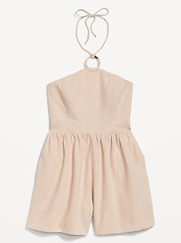 Linen-Blend O-Ring Halter Romper for Women -- 3-inch inseam | Old Navy (US)