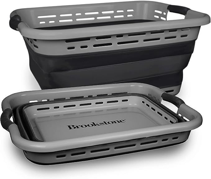 BROOKSTONE, 1 UNIT, 11 GALLONS - [OUR LARGEST BASKET EVER] 24" Collapsible Laundry Basket, Comfor... | Amazon (US)