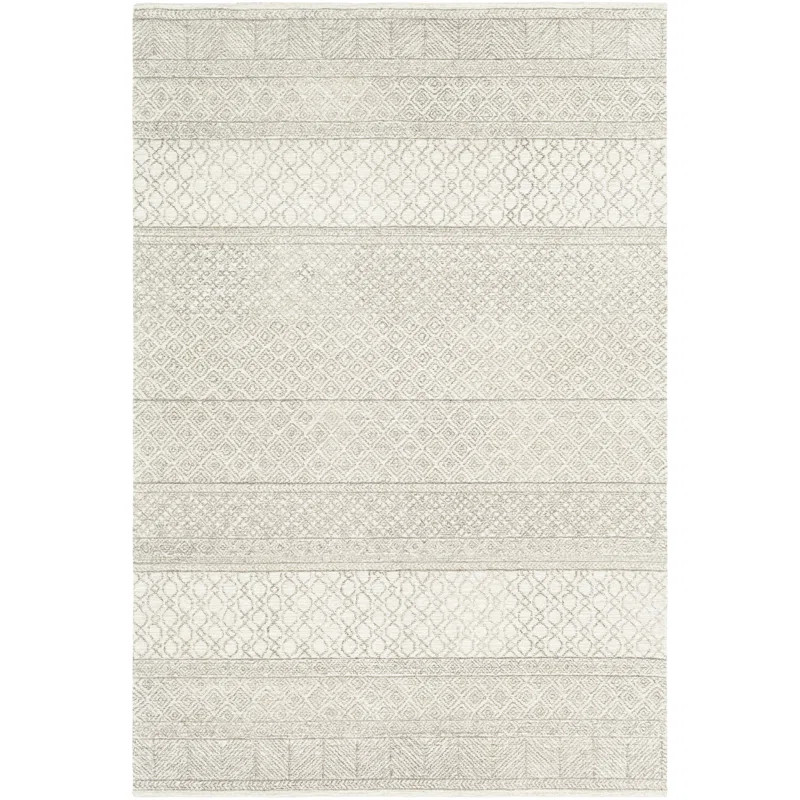 Abdera Geometric Handmade Tufted Wool Gray/Cream Area Rug | Wayfair North America