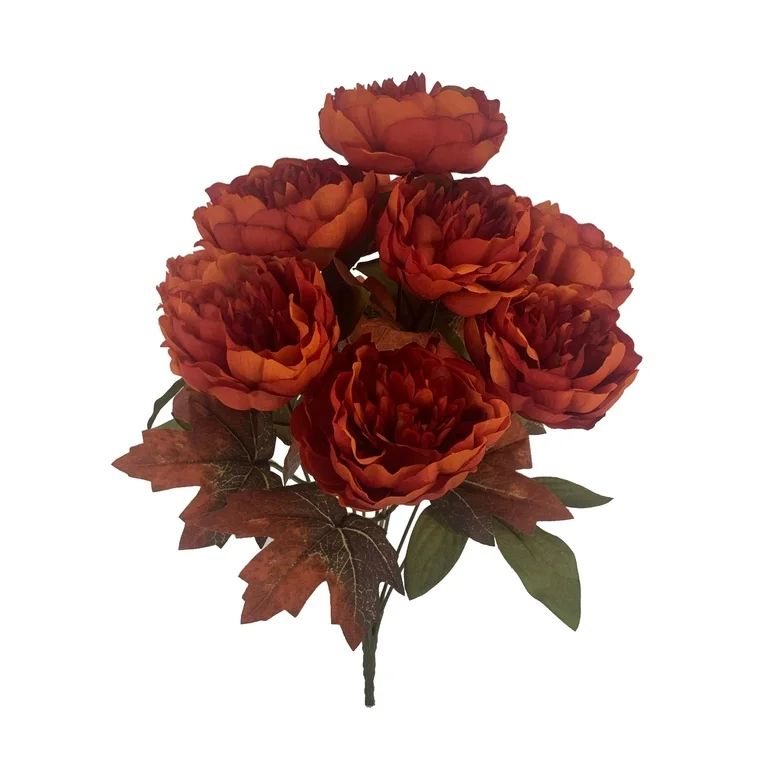 Mainstays 16.5in, Peony Bush, Dark Orange Color, Artificial Floral Bush, for infoor use only | Walmart (US)