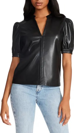 Jane Puff Sleeve Faux Leather Top | Nordstrom