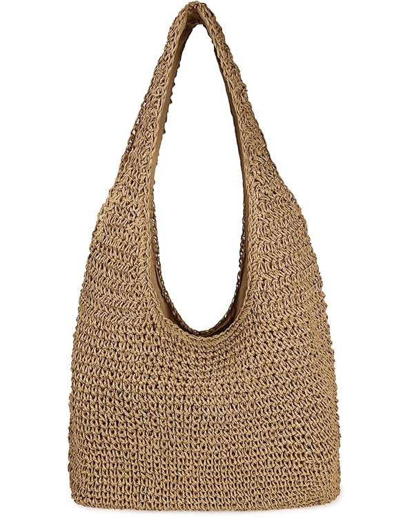 Women Large Straw Beach Bag Handmade Woven Shoulder Bags Hobo Tote Handbag Purse for Summer | Amazon (US)