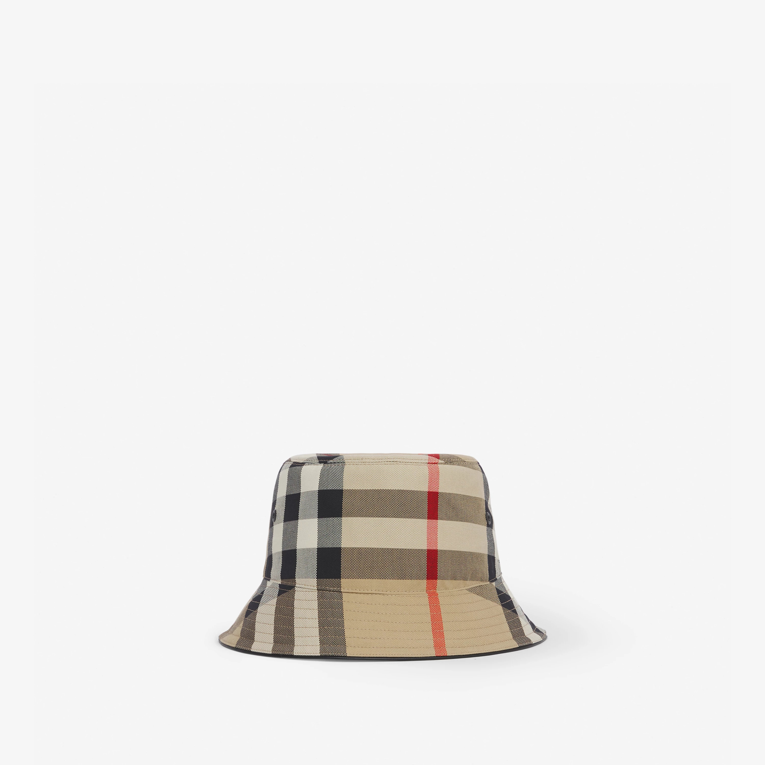 Exaggerated Check Cotton Bucket Hat in Archive Beige | Burberry® Official | Burberry (US)