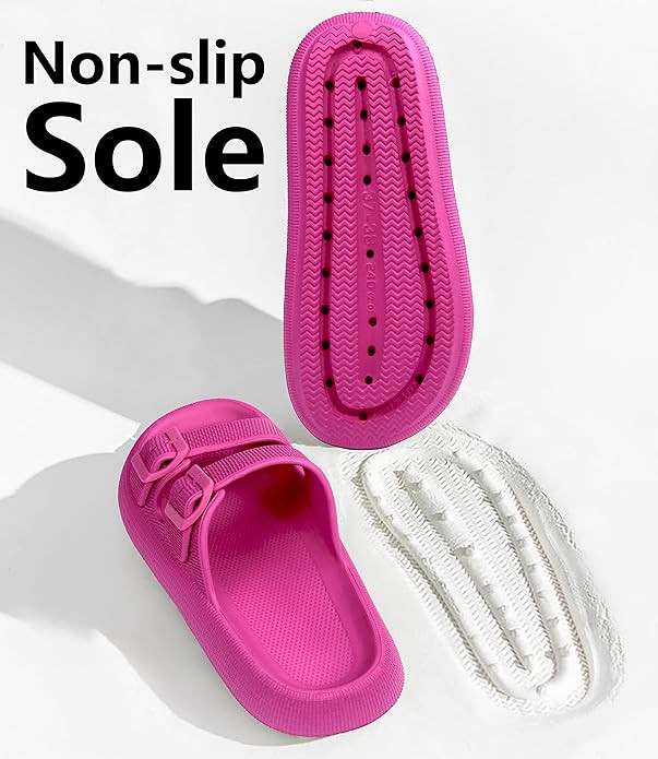 Weweya Sandals for Women and Men - Pillow Slippers - Double Buckle Adjustable Slides - EVA Flat S... | Amazon (US)