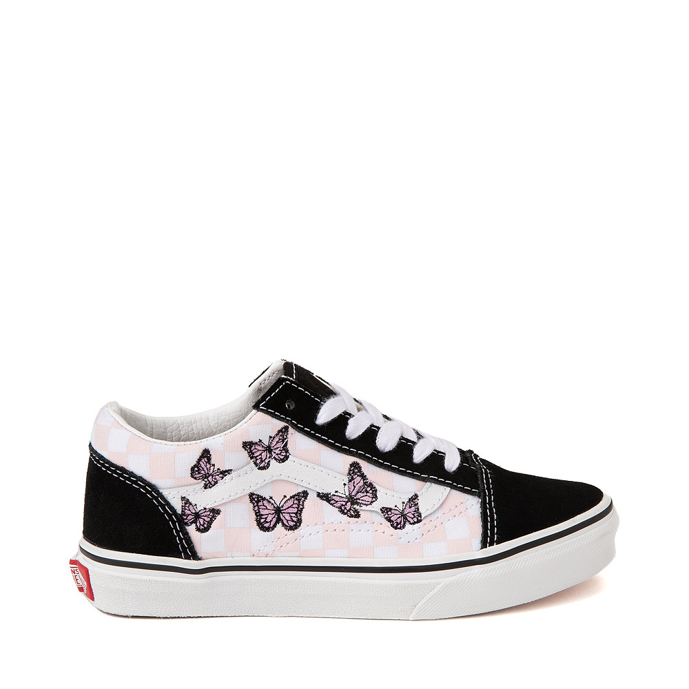 Vans Old Skool Checkerboard Skate Shoe - Little Kid - Black / White / Butterflies | Journeys