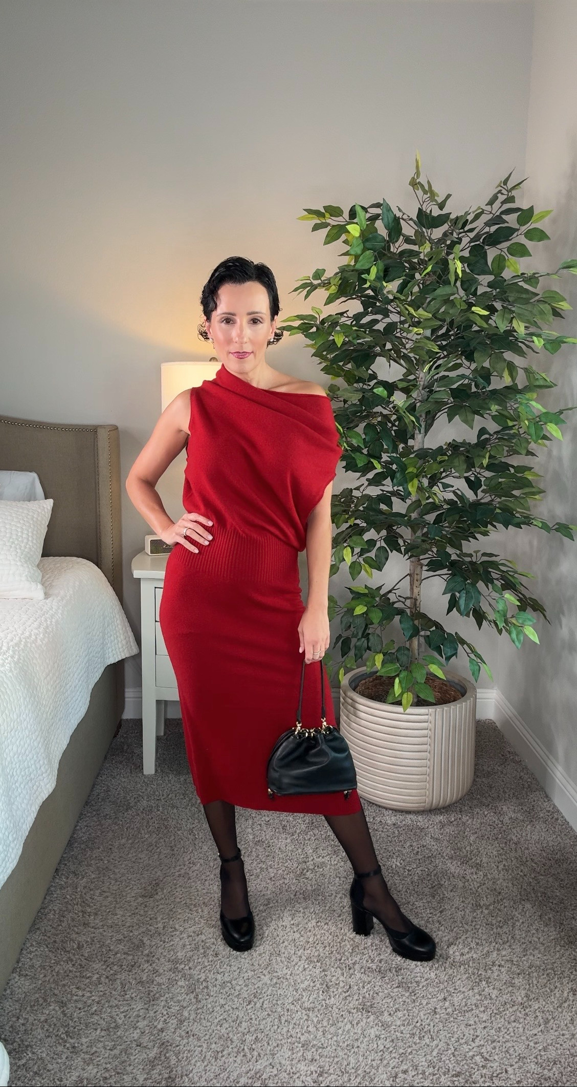 Dress the body you have today, not the one you think you should have. At 51, I believe great style starts with choosing pieces that make you feel confident right now. This Brochu Walker cashmere dress has a beautiful draped neckline, softly defined waist, and flattering midi length. I love that the neckline is adjustable and it can be styled with or without a belt. Crimson is available for pre-order, with other colors ready to shop now.
Brochu Walker cashmere dress, red cashmere dress, off shoulder dress, midi knit dress, flattering dresses over 50, women over 50 fashion, elegant fall outfit, holiday dress, date night outfit, timeless style, cashmere fashion, stylewitheugenia 

 #LTKdayinmylife #LTKgrwm #LTKootd