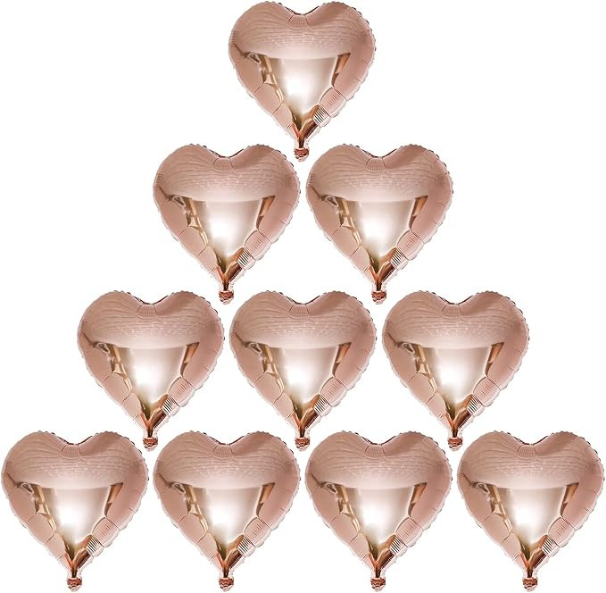 [10 Pack] ADAND Heart Shape Foil Balloons, 18" Mylar Balloons Rainbow Colorful Decoration for Bir... | Amazon (US)