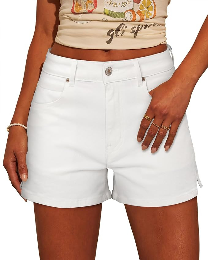 CHICZONE Womens Mid-High Waisted Jean Shorts Ripped Cutoff Denim Shorts Stretchy Summer Short Pan... | Amazon (US)