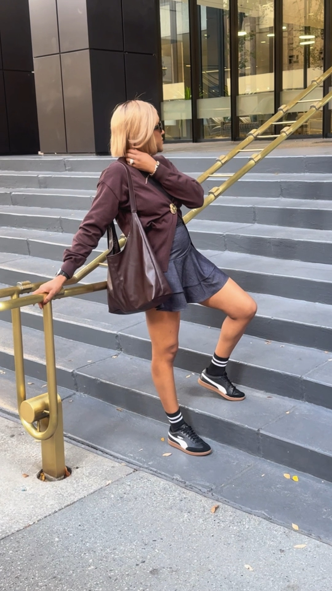 Out and about in ATL ✨ OOTD | Outfit Inspo | Tiered Denim Skirt | Chocolate Brown Cardigan | Slouchy Hobo Bag

#LTKStyleTip #LTKTravel #LTKFindsUnder50