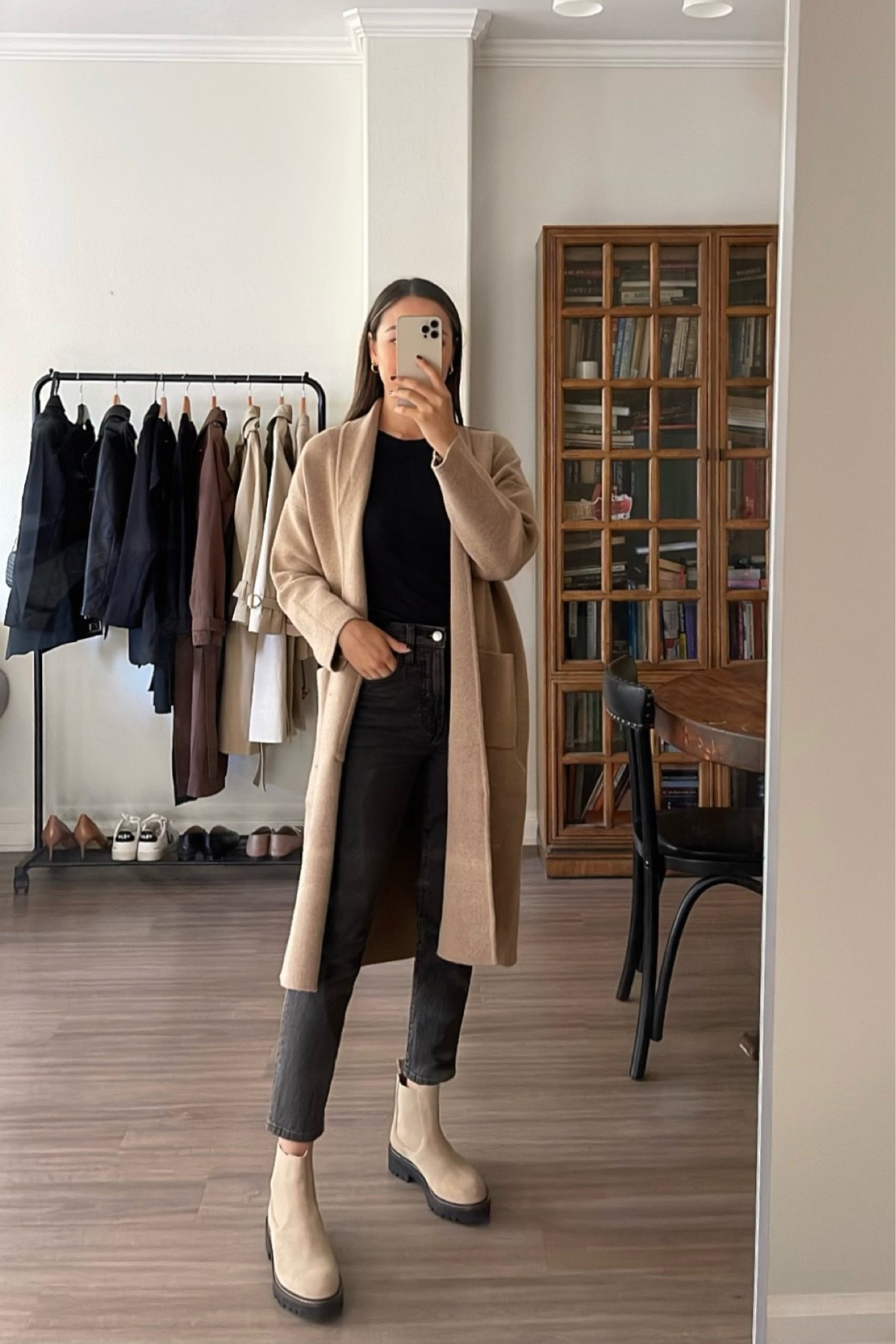 Classic winter outfit - madewell jeans and coatigan restocked! 
Coatigan- xs
Madewell jeans sizes down 23 petite 

#LTKunder100 #LTKworkwear #LTKHoliday