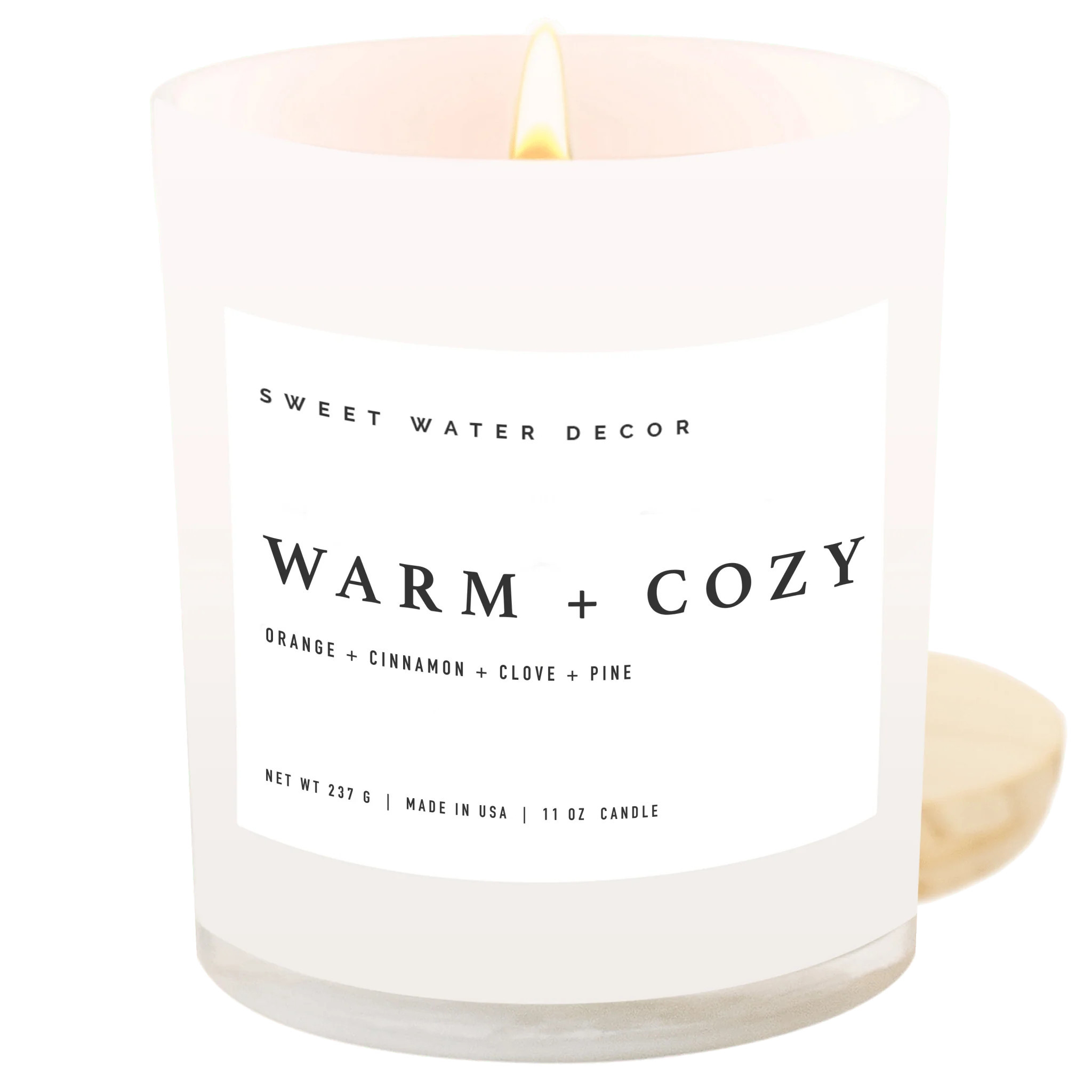 Warm and Cozy Soy Candle - White Jar - 11 oz | Sweet Water Decor, LLC
