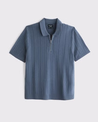 Textural Stripe Zip Sweater Polo | Abercrombie & Fitch (US)