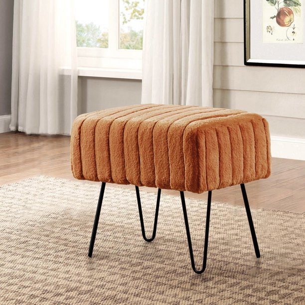 Home Soft Things Super Soft Decorative Ottoman -Honey Ginger- 19" x 13" x 17" | Walmart (US)