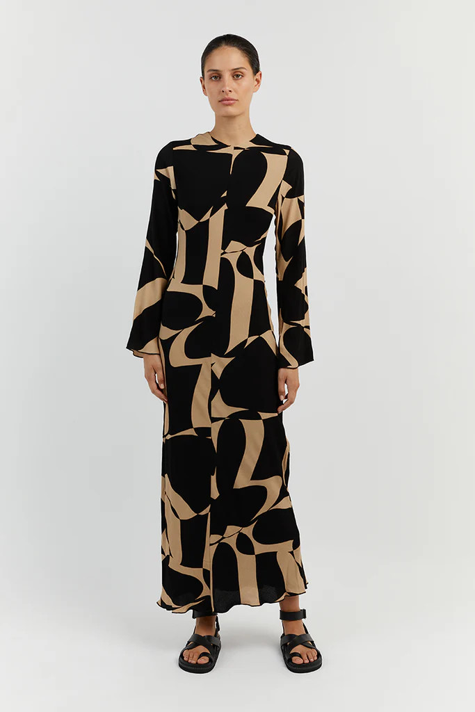MAPLE CAMEL SLEEVED MIDI DRESS | DISSH