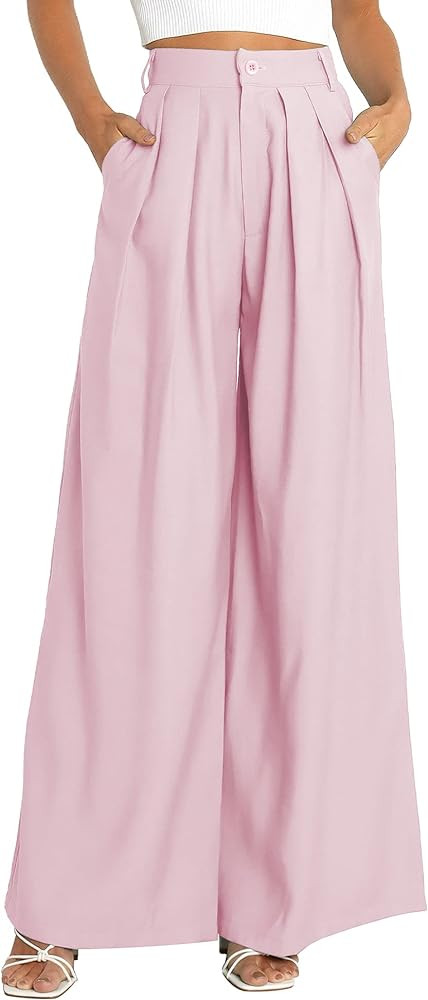 Women's High Waist Casual Wide Leg Palazzo Pants, Dress Pants for Women, Work Pants with Pockets ... | Amazon (US)