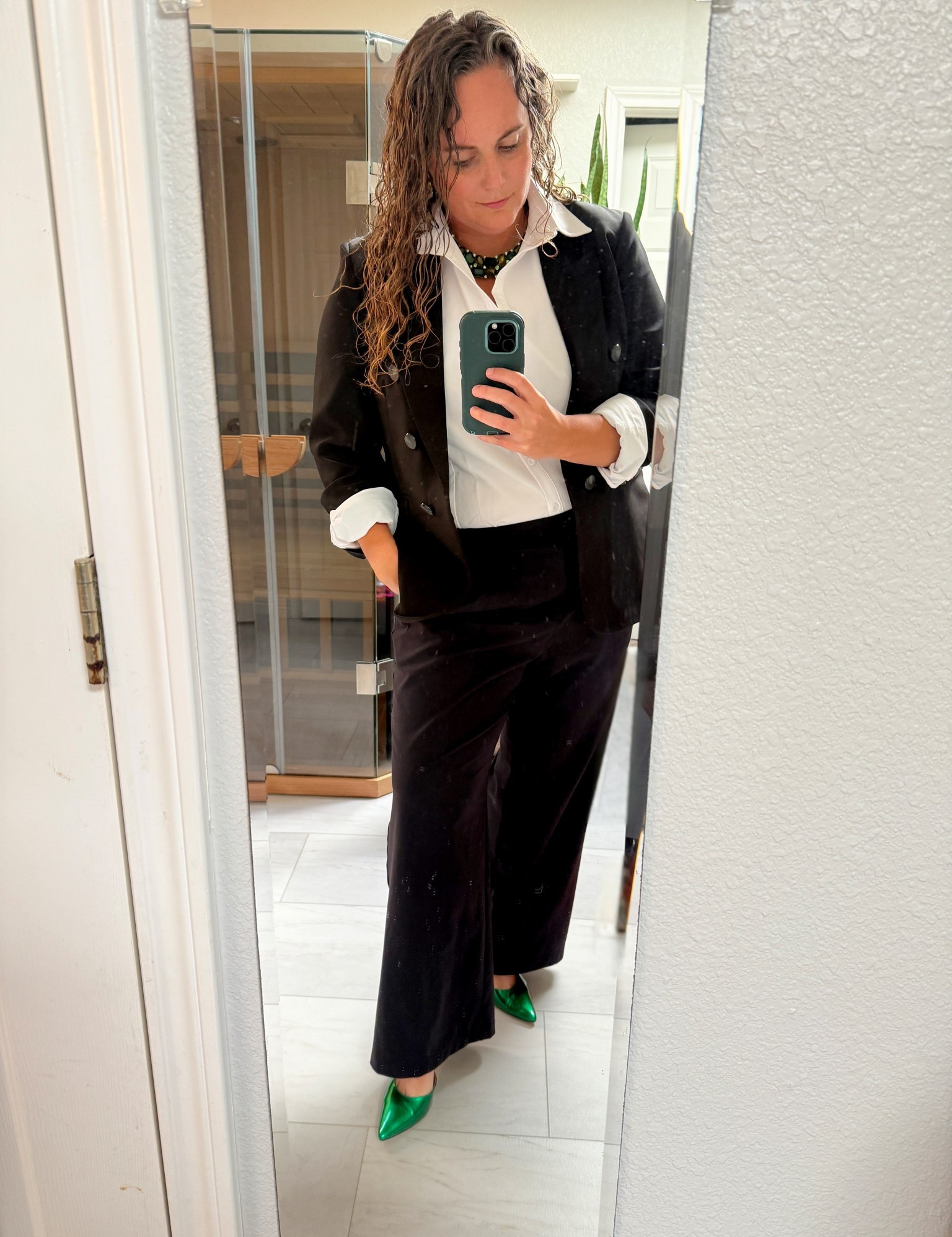 Work. I love a power suit. This set didn’t come together but it’s super comfortable and looks put together. I can’t tag the necklace because it’s a vintage beauty that I scored. The shows are from Dillards and seem to be discontinued but I tagged something similar! 

#LTKMidsize #LTKOver40 #LTKWorkwear