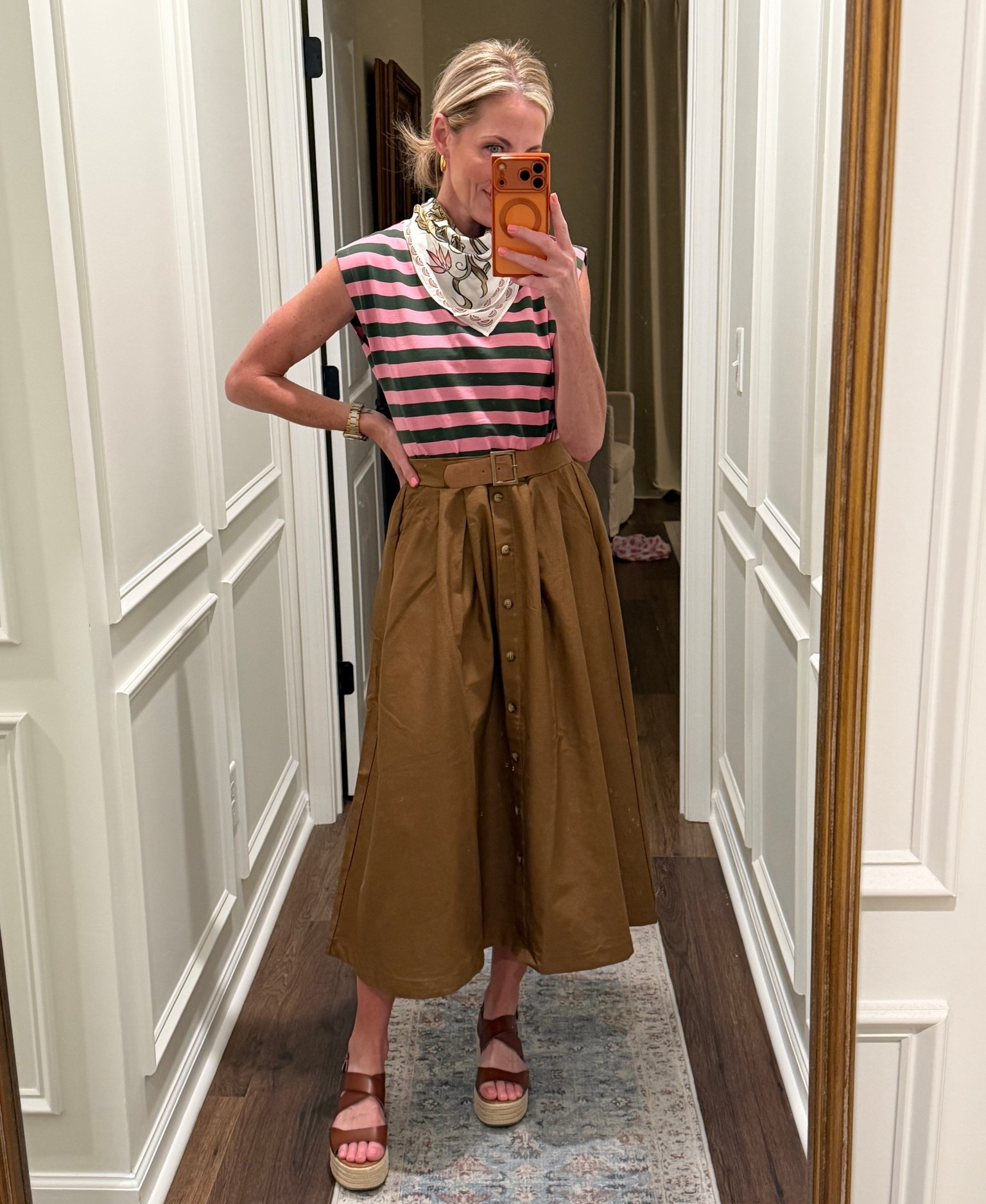 I’ve got a great post coming for you later today, but here’s a sneak peek of my outfit of the day inspired by one of my sweet friends. I just added a scarf for an extra detail. Off to learning land, wearing a size extra small in dress 